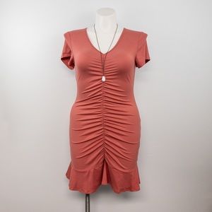 The Vanity Room Ruched Front Dress in Marsala L